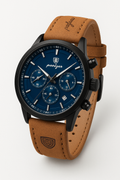 Ocean Blue Dial Chronograph Watch with Sleek Detailing – Mark