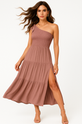 Sophisticated Off-Shoulder Maxi Dress with Side Slits – Clara