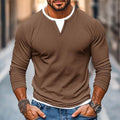 Layered V-Neck Slim-Fit Long Sleeve Tee for Men - Liam