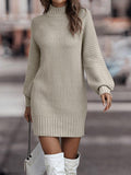 Vintage Turtleneck Long-Sleeve Sweater Dress for Women – Emily