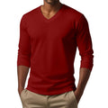 Slim-Fit V-Neck Long Sleeve Casual T-Shirt - Ethan