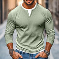 Layered V-Neck Slim-Fit Long Sleeve Tee for Men - Liam
