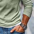 Layered V-Neck Slim-Fit Long Sleeve Tee for Men - Liam