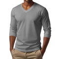 Slim-Fit V-Neck Long Sleeve Casual T-Shirt - Ethan