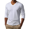 Slim-Fit V-Neck Long Sleeve Casual T-Shirt - Ethan