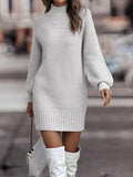 Vintage Turtleneck Long-Sleeve Sweater Dress for Women – Emily