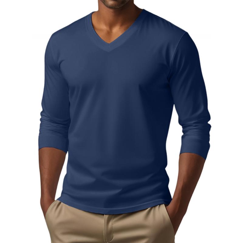 Slim-Fit V-Neck Long Sleeve Casual T-Shirt - Ethan