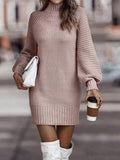 Vintage Turtleneck Long-Sleeve Sweater Dress for Women – Emily