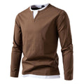 Layered V-Neck Slim-Fit Long Sleeve Tee for Men - Liam