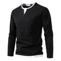 Layered V-Neck Slim-Fit Long Sleeve Tee for Men - Liam