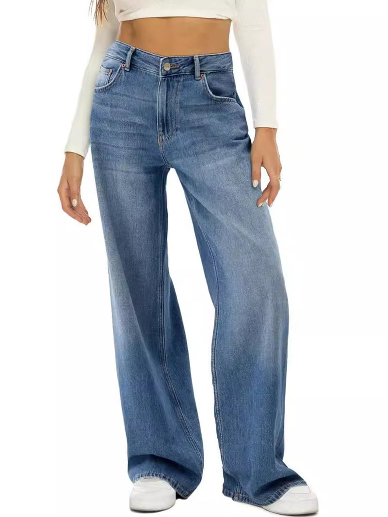 High-Waist Wide-Leg Denim Pants for Women – Olivia