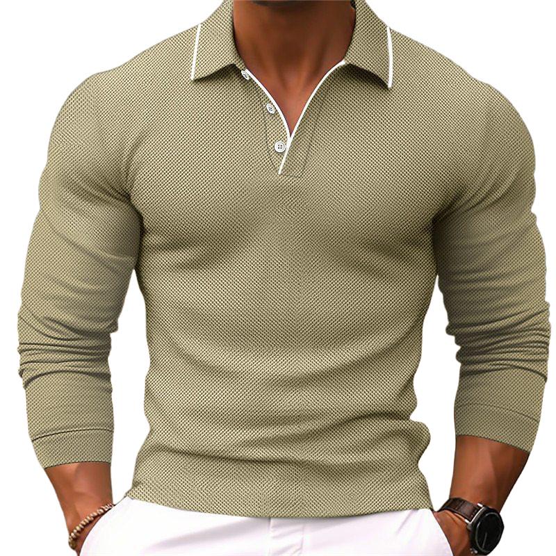 Slim-Fit Men’s Long-Sleeve Polo Shirt for a Sophisticated Look – Chris