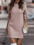 Vintage Turtleneck Long-Sleeve Sweater Dress for Women – Emily