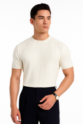 Striped Slim-Fit Dress T-Shirt for Men – Contemporary Style by Daniel