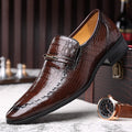 Men’s Genuine Leather Loafers with Crocodile Texture – Ethan