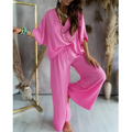Relaxed-Fit V-Neck Pants Set for a Chic Casual Look – Olivia