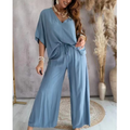 Relaxed-Fit V-Neck Pants Set for a Chic Casual Look – Olivia