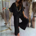 Relaxed-Fit V-Neck Pants Set for a Chic Casual Look – Olivia
