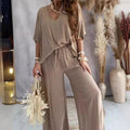 Relaxed-Fit V-Neck Pants Set for a Chic Casual Look – Olivia
