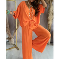 Relaxed-Fit V-Neck Pants Set for a Chic Casual Look – Olivia