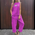 Comfortable Loose-Fit Two-Piece Sleeveless & Pants Set – Sophia