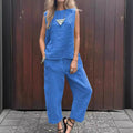 Comfortable Loose-Fit Two-Piece Sleeveless & Pants Set – Sophia