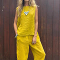 Comfortable Loose-Fit Two-Piece Sleeveless & Pants Set – Sophia