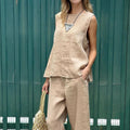 Comfortable Loose-Fit Two-Piece Sleeveless & Pants Set – Sophia