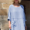 Relaxed Round-Neck Dress with Functional Pockets – Emma