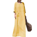 Relaxed Round-Neck Dress with Functional Pockets – Emma