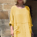 Relaxed Round-Neck Dress with Functional Pockets – Emma