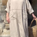 Relaxed Round-Neck Dress with Functional Pockets – Emma