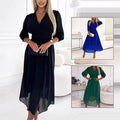 Flowy Chiffon V-Neck Maxi Dress for Elegant Occasions – Sophia