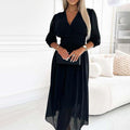 Flowy Chiffon V-Neck Maxi Dress for Elegant Occasions – Sophia