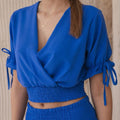 Women's V-Neck Top & Flowing Wide-Leg Pants Set – Emily