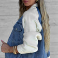 Vintage Denim Patchwork Zip-Up Jacket, Unisex Streetwear – Allison