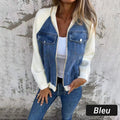 Vintage Denim Patchwork Zip-Up Jacket, Unisex Streetwear – Allison