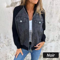 Vintage Denim Patchwork Zip-Up Jacket, Unisex Streetwear – Allison
