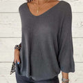 Oversized Batwing Sleeve Knit Blouse, Cozy & Trendy – Olivia