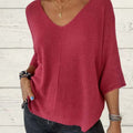 Oversized Batwing Sleeve Knit Blouse, Cozy & Trendy – Olivia