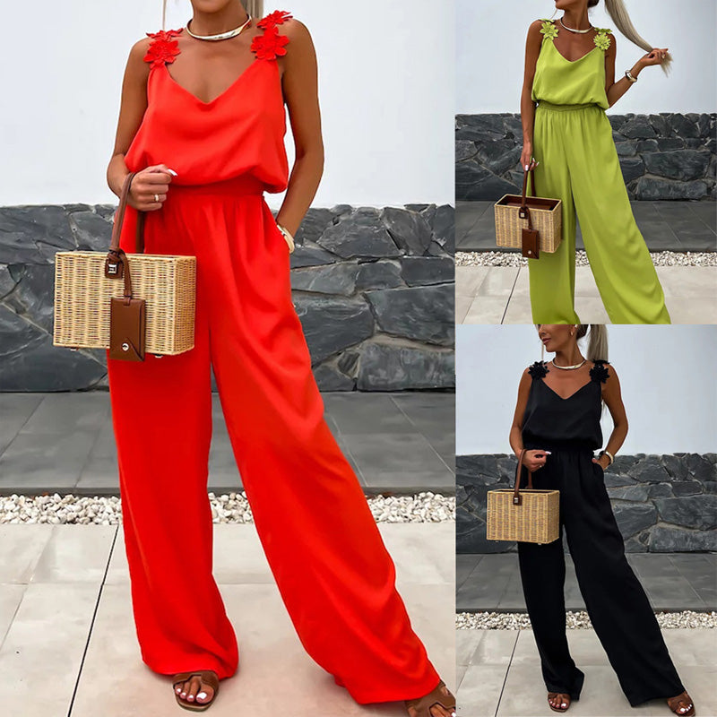 Stylish Wide-Leg Sleeveless Jumpsuit with Functional Pockets – Emily