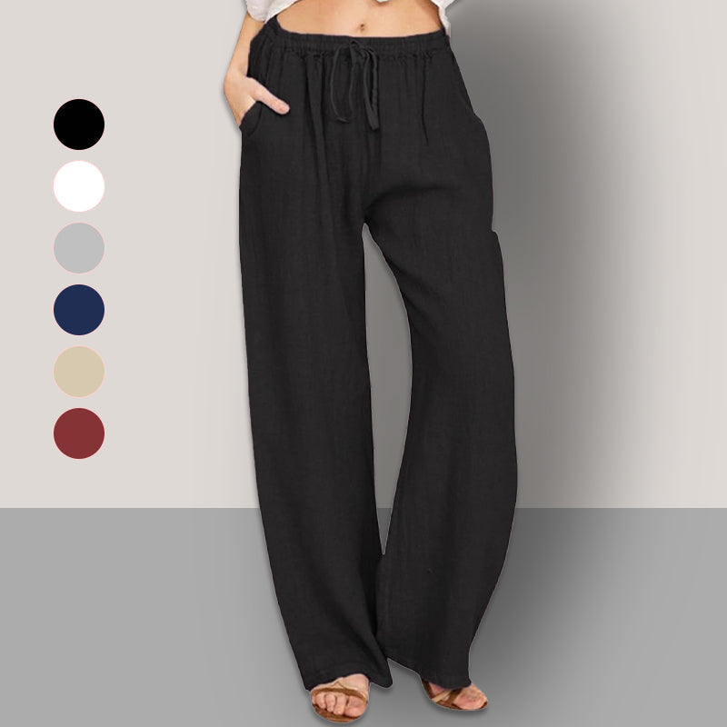 Lightweight Wide-Leg Linen Pants, Breathable & Chic – Sophia