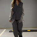 Trendy Patchwork Lace-Up Casual Two-Piece Outfit - Emily