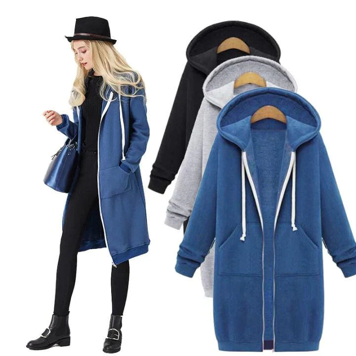Women's Long Hooded Winter Coat, Warm & Stylish – Sophia