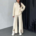 Relaxed Wide-Leg Knitwear Set with Zip-Up Sweater – Sophia