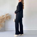 Relaxed Wide-Leg Knitwear Set with Zip-Up Sweater – Sophia