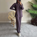 Relaxed Wide-Leg Knitwear Set with Zip-Up Sweater – Sophia