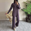 Relaxed Wide-Leg Knitwear Set with Zip-Up Sweater – Sophia