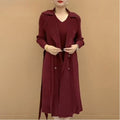 Chic Pleated Two-Piece Trench Coat with Timeless Design for Women - Clara