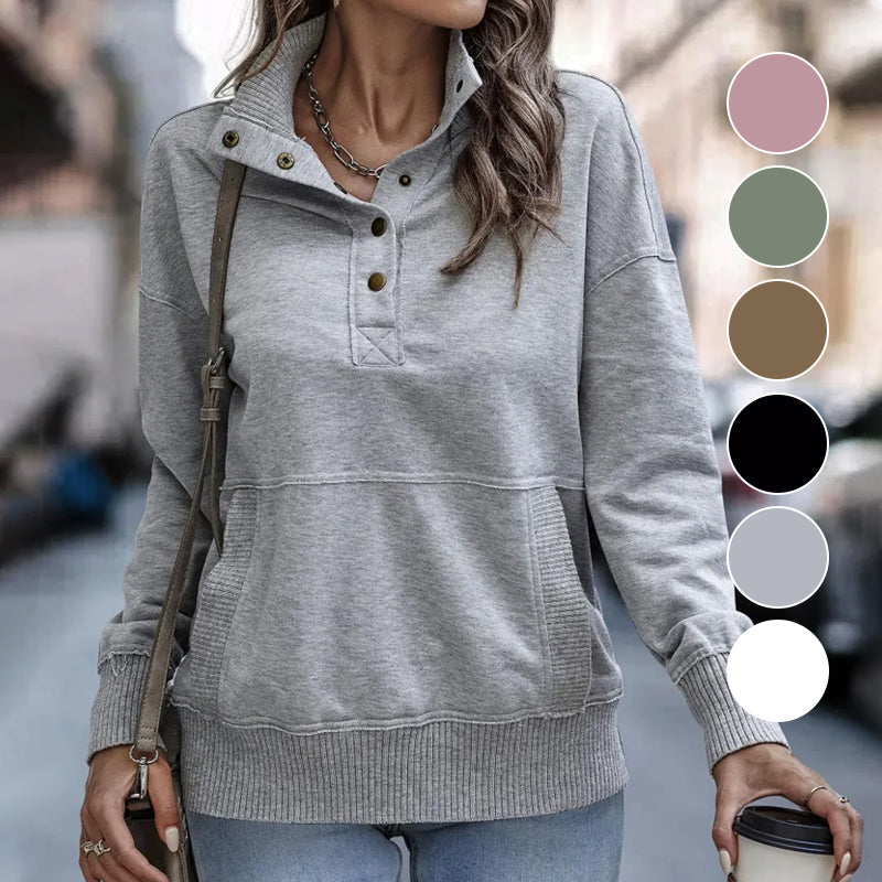 Minimalist Stand Collar Pullover for Women, Lightweight & Stylish – Emily
